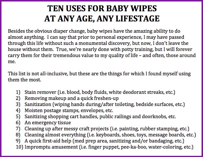 10 uses baby wipes