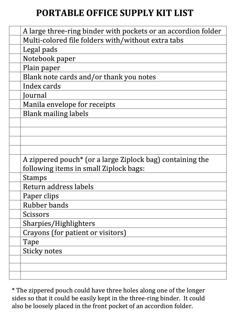 Portable Office Supply Kit List