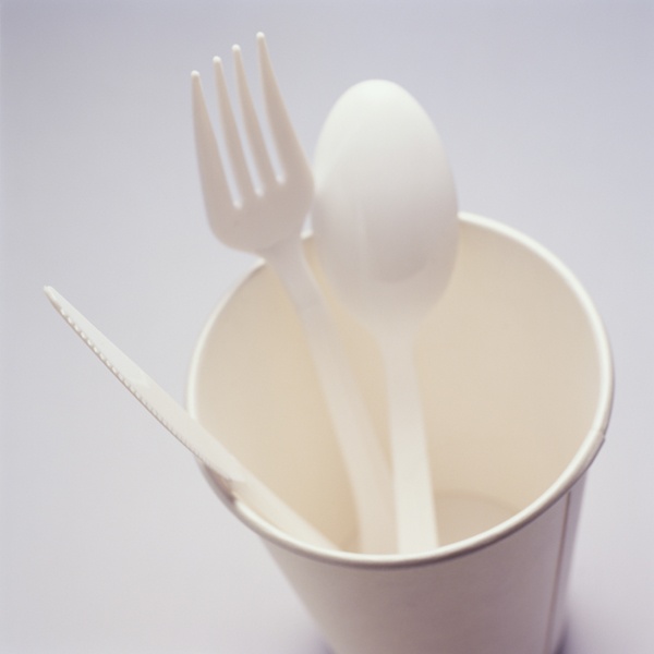 Plastic Utensils in Cup